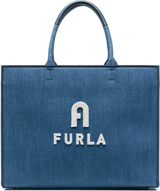 Embossed Logo Denim Tote Bag