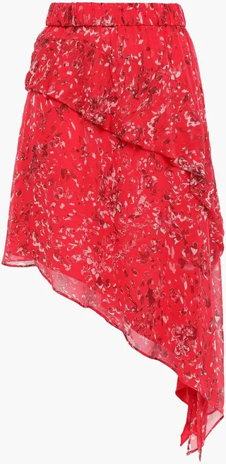 Blink asymmetric floral-print georgette mini skirt