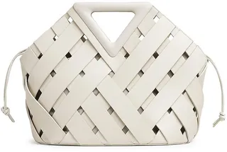 Triangle Basket Weave Leather Tote