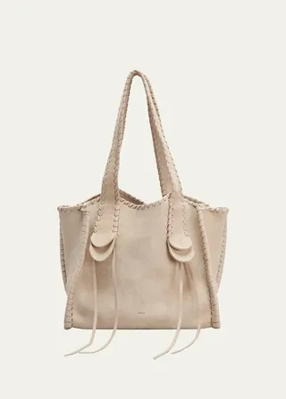 Mony Medium Whipstitch Suede Tote Bag