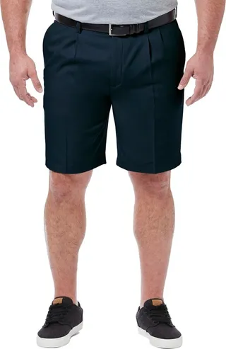 Haggar Men's Cool 18 Pro Big & Tall Pleated Front Short 44 x 10.5" - Navy