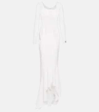 x Kim semi-sheer silk-blend gown