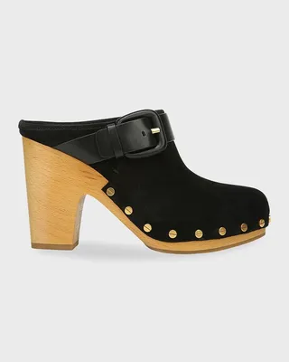 Dacey Suede Buckle Clogs