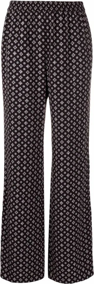Geometric-Print Straight-Leg Trousers