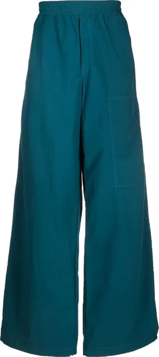 Elasticated-Waist Wide-Leg Trousers