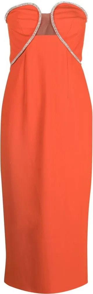 Diamanté-Trim Midi Dress