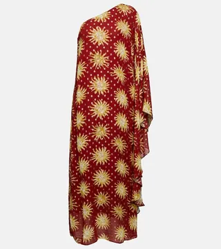 Liza printed asymmetric midi dress
