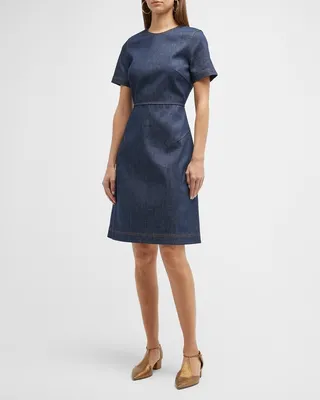 Short-Sleeve Denim Dress