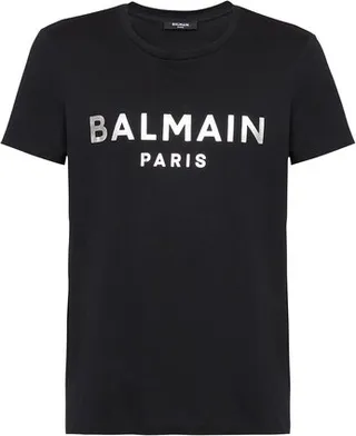 Balmain metallic logo print eco-responsible cotton T-shirt