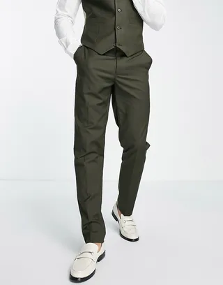 ASOS DESIGN slim suit pants in khaki