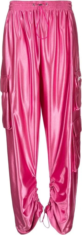 Metallic Multi-Pocket Straight Trousers