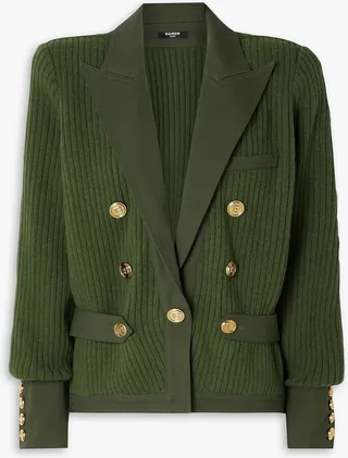 Double-breasted ribbed wool blazer
