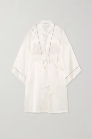 Olivia von Halle - Mimi Silk-satin Robe - Ivory