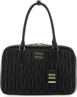Miu Miu Matelassé Logo Plaque Zipped Tote Bag