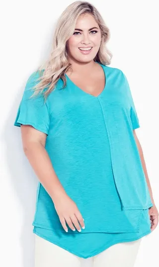 AVENUE | Women's Plus Size Nova Layered Top - turquoise - 30W