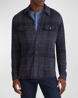Men's Cashmere Tonal Plaid Overshirt