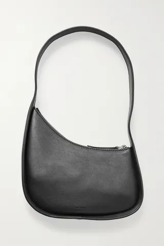 The Row - Half Moon Leather Shoulder Bag - Black