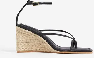 Wedge-heeled Leather Espadrilles