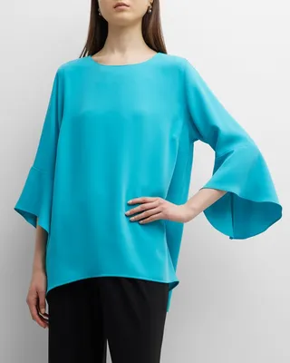 Julia Bell-Sleeve Crepe Tunic