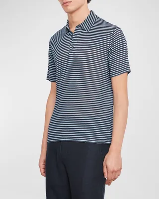 Men's Stripe Linen Polo Shirt
