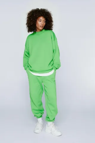 Nasty Gal Womens Tab Detail Relaxed Sweatshirt and Sweatpants Set