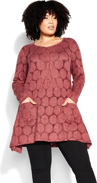 AVENUE | Women's Plus Size Emmery Tunic - cherry - 16W
