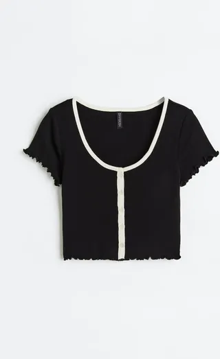 Button-front Crop Top