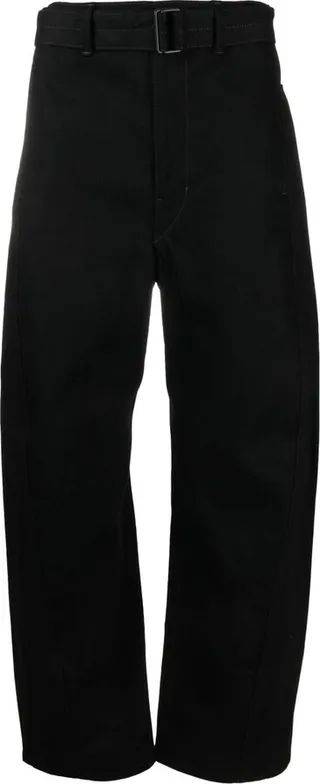 Black Belted Wide-Leg Jeans