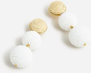 Faux-raffia-and-bead drop earrings