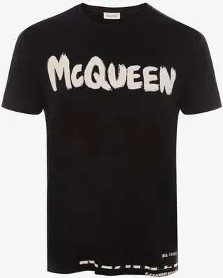 Men's Mcqueen Graffiti T-Shirt In Black