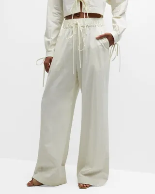 Portici Cotton Wide-Leg Drawstring Pants