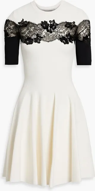 Lace-paneled stretch-knit dress