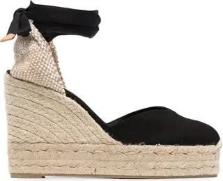 Carina Wedge Espadrille In Black Cotton