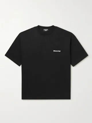 Oversized Logo-Embroidered Cotton-Jersey T-Shirt