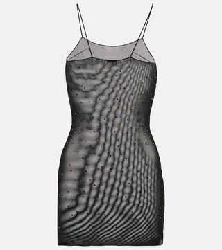 Gem embellished mesh slip dress