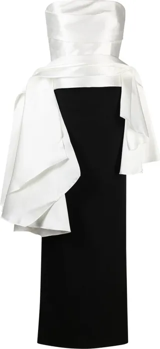 Black And White Darra Draped Gown