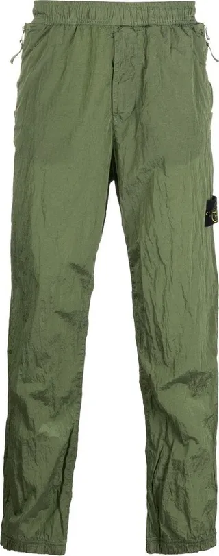 Compass-patch tapered trousers