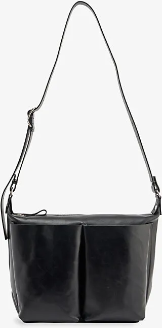 Mens Black Pilot Leather Cross-body bag