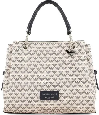 Emporio Armani Eagle Charm Cream Blue Handbag