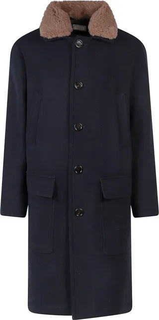Virgin wool Over Coat with shearling collar