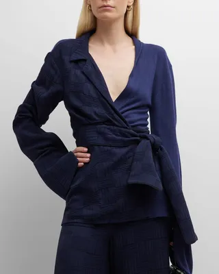 Hester Mixed-Media Cashmere Wrap Top