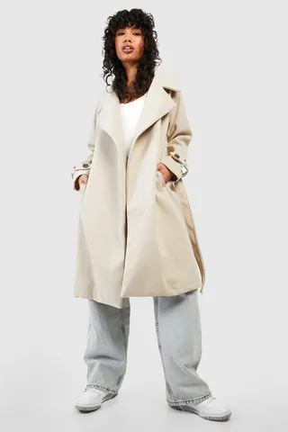 Belted Wool Look Trench