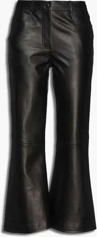 Leather kick-flare pants