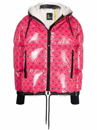 Logo Palm Tree-Print Padded Jacket