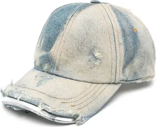 Distressed-Finish Denim Cap