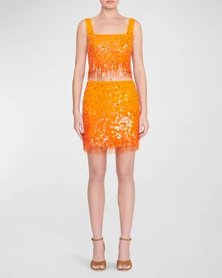 Rebecca Tonal Embellished Mini Skirt