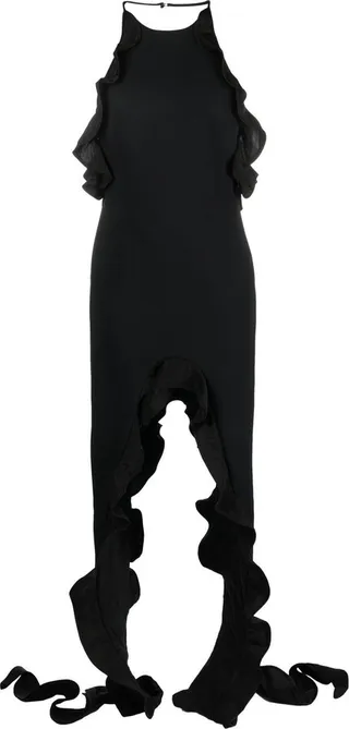 Asymmetric Ruffle-Trim Dress