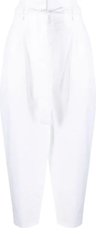 Tied-Waist Cropped Trousers