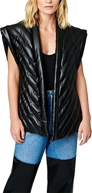 [BLANKNYC] Womens Luxury Clothing Vegan Leather Quilted Vest