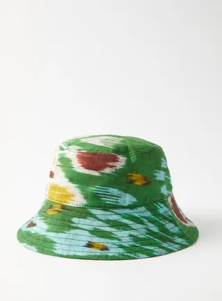 Botanical-print Linen-blend Bucket Hat